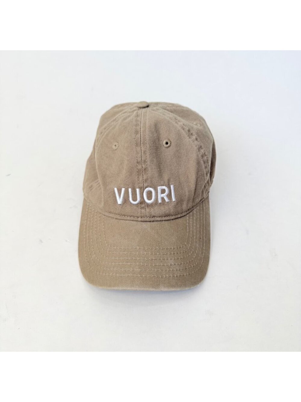 Vuori Dad Hat Beige Adjustable Strapback Baseball Cap Logo Athleisure